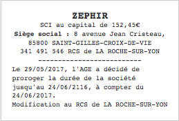 changement duree annonce legale